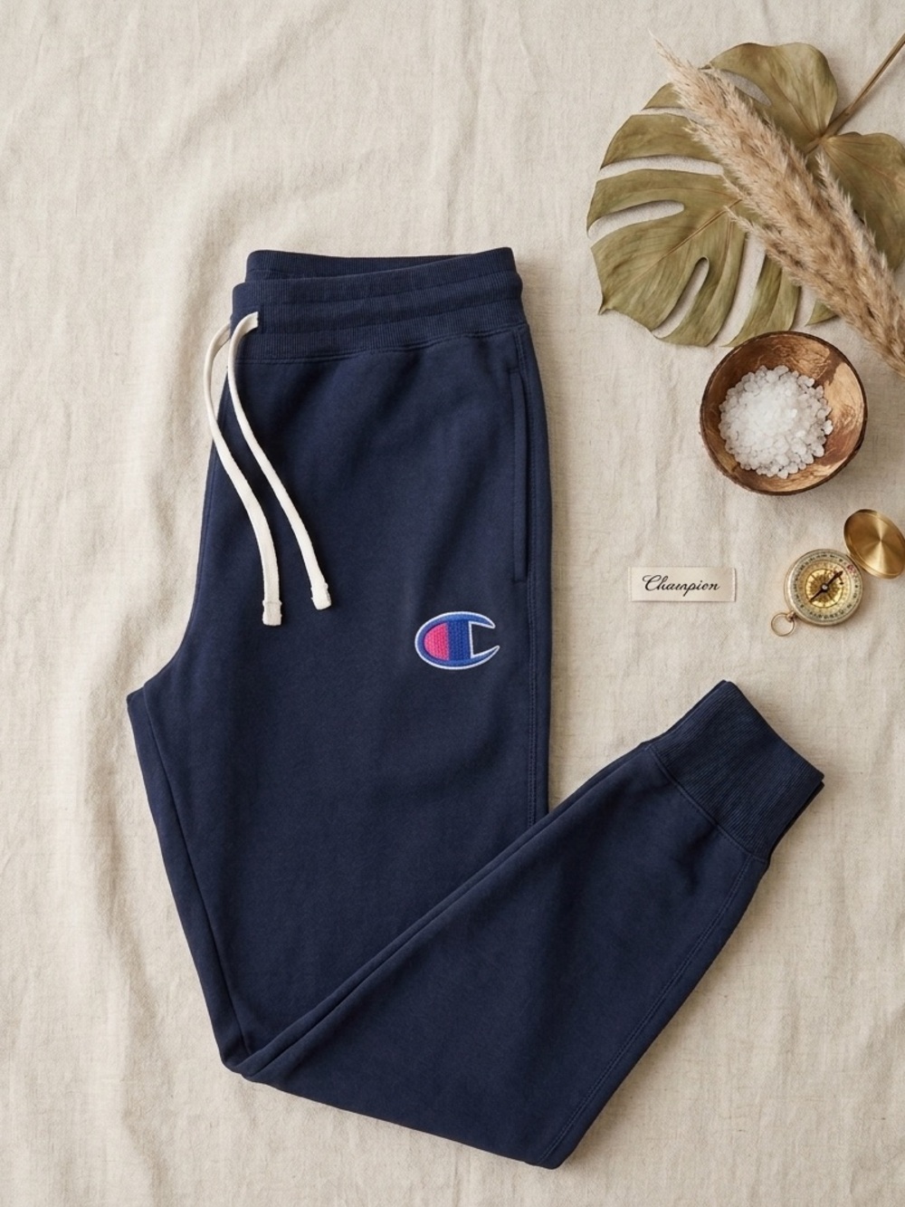 CHAMPION Men’s Reverse Weave Navy Blue Jogger Sweatpants Big C Logo
